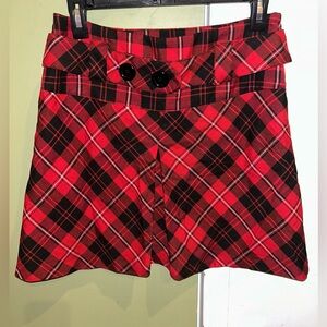 Red and Black Plaid Skirt with Button Detail *Never worn!*